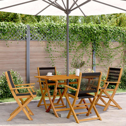 vidaXL Folding Chairs 4 pcs Black Solid Wood Acacia 1