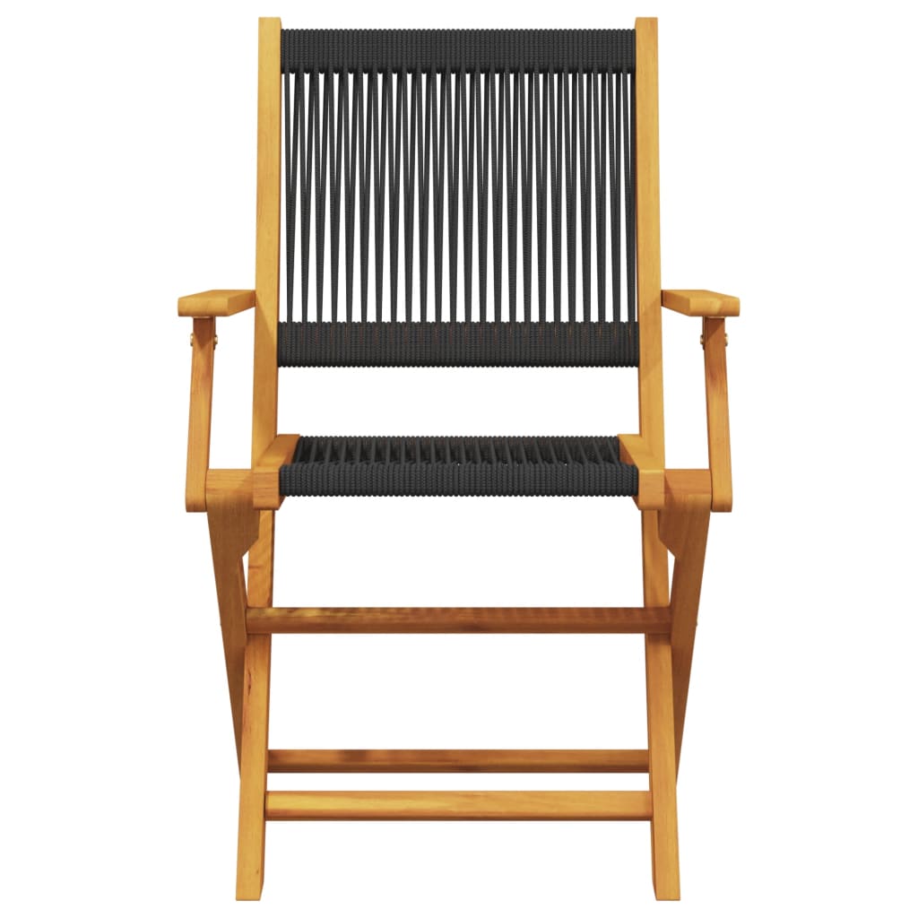 vidaXL Folding Chairs 6 pcs Black Solid Wood Acacia 4