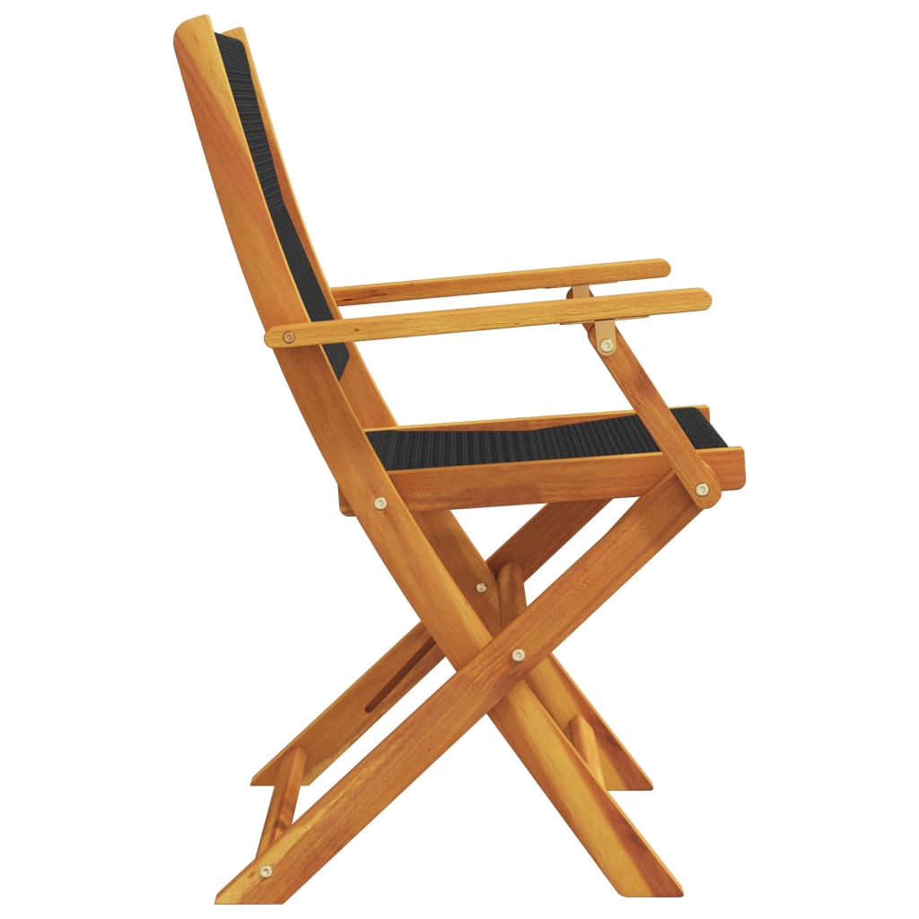 vidaXL Folding Chairs 6 pcs Black Solid Wood Acacia 6