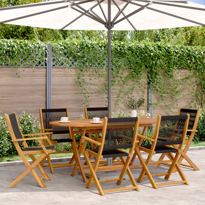 vidaXL Folding Chairs 6 pcs Black Solid Wood Acacia 1