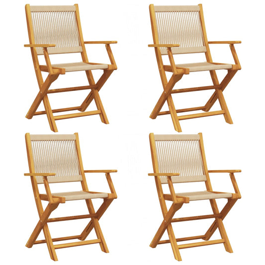 Folding Chairs Solid Wood Acacia Beige 4