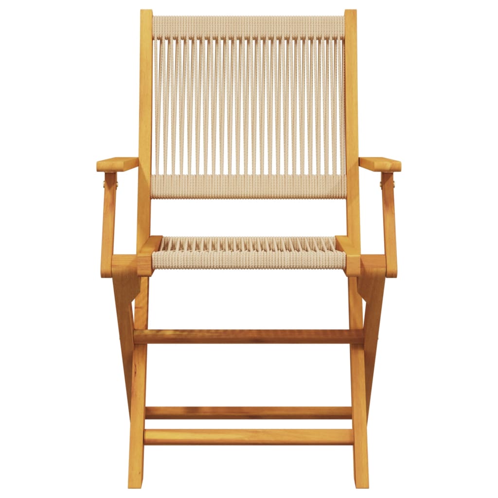 vidaXL Folding Chairs 4 pcs Beige Solid Wood Acacia 4