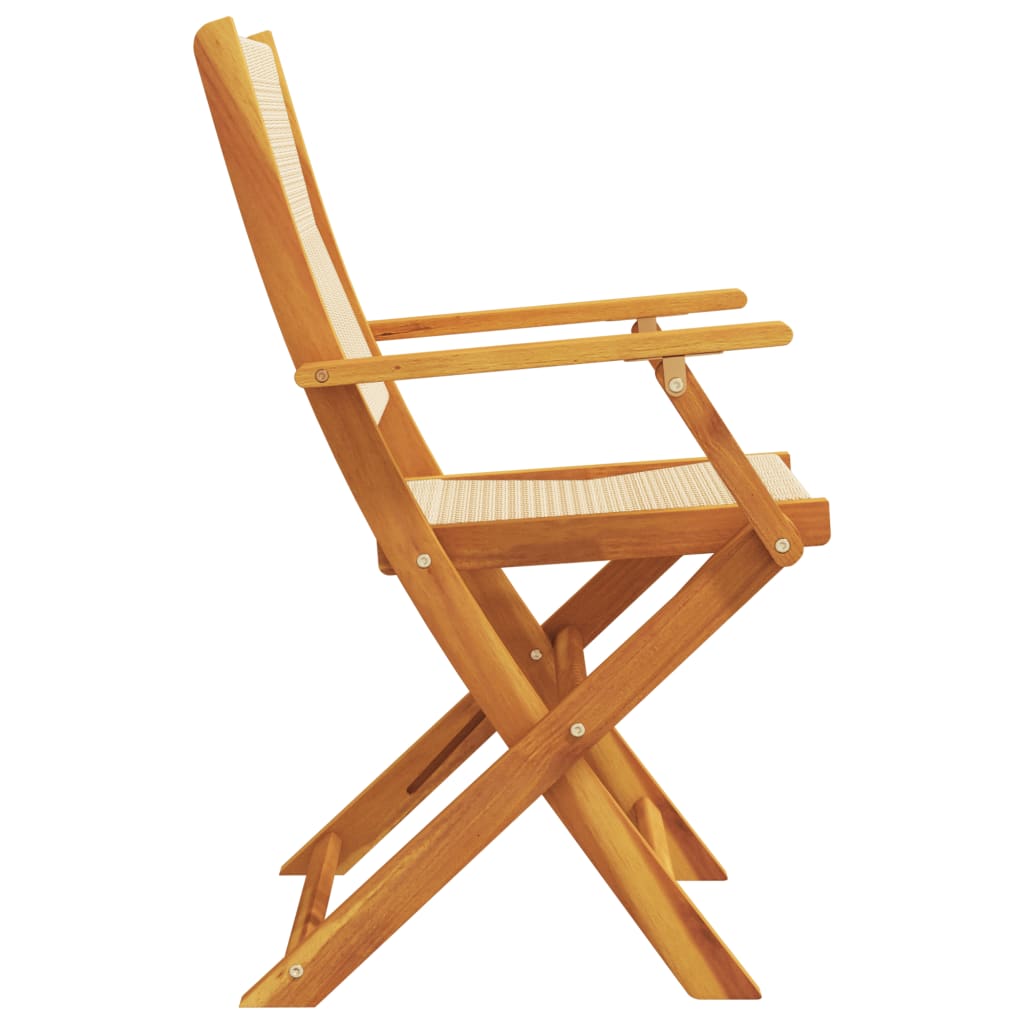 vidaXL Folding Chairs 4 pcs Beige Solid Wood Acacia 5