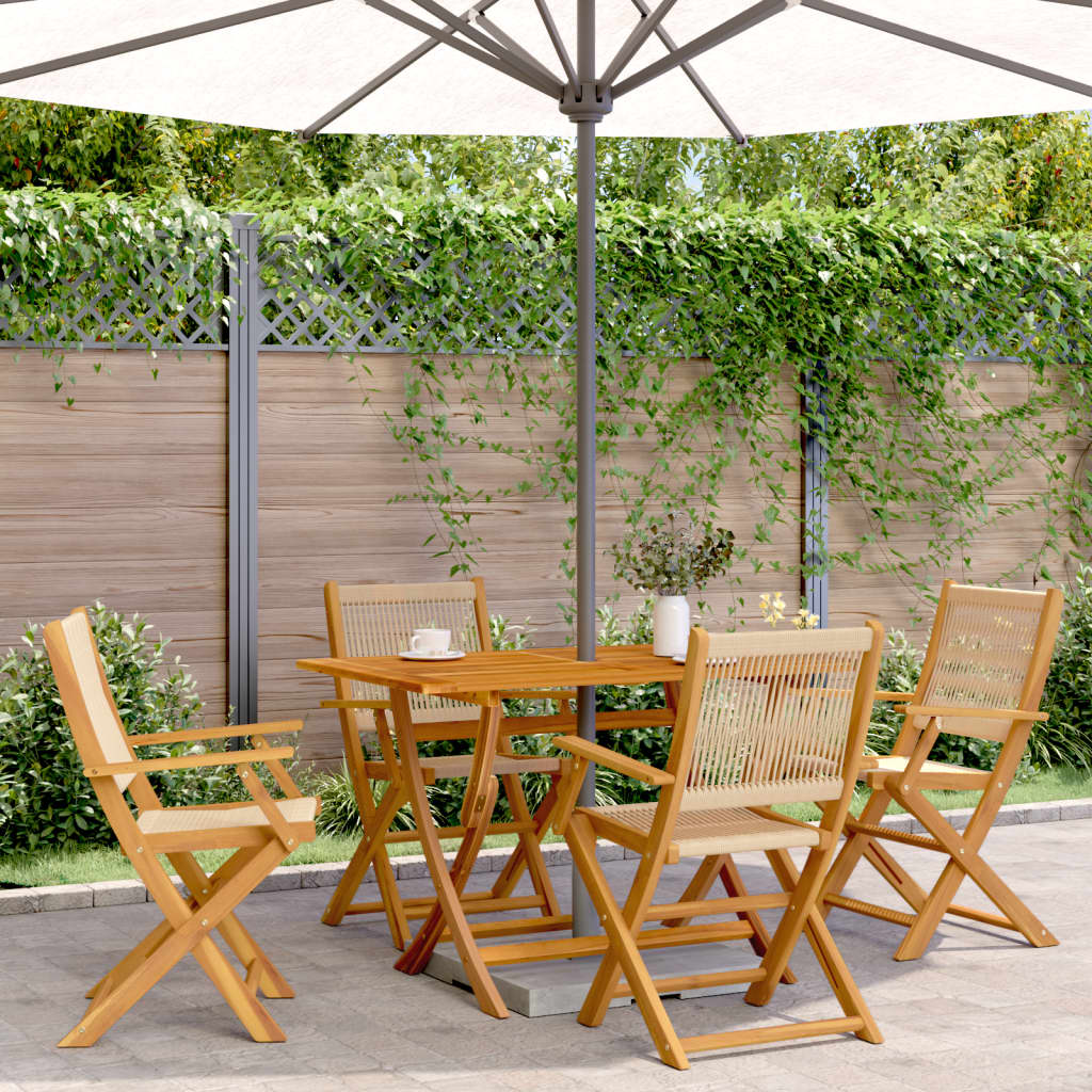 vidaXL Folding Chairs 4 pcs Beige Solid Wood Acacia 1