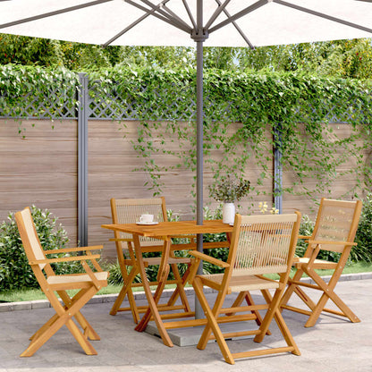 vidaXL Folding Chairs 4 pcs Beige Solid Wood Acacia 1