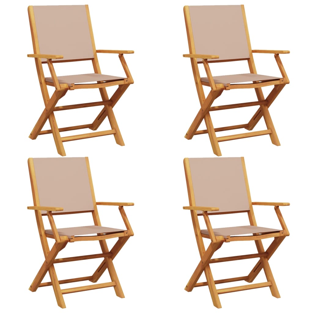 vidaXL Folding Chairs 4 pcs Taupe Fabric and Solid Wood 2