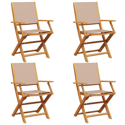 Folding Chairs Fabric and Solid Wood 4 pcs Taupe
