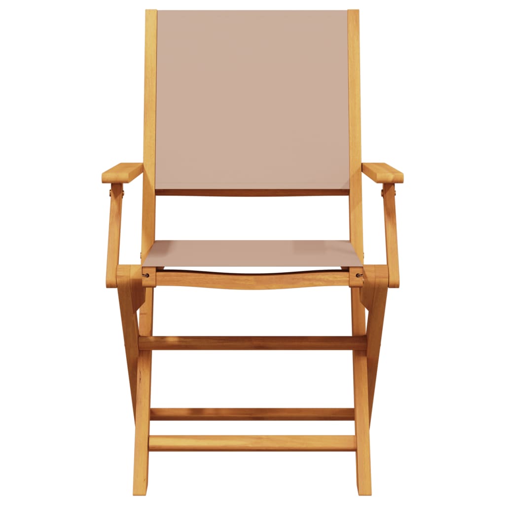 Folding Chairs Fabric and Solid Wood 4 pcs Taupe