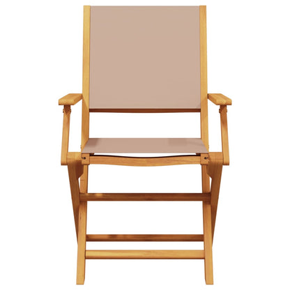 Folding Chairs Fabric and Solid Wood 4 pcs Taupe