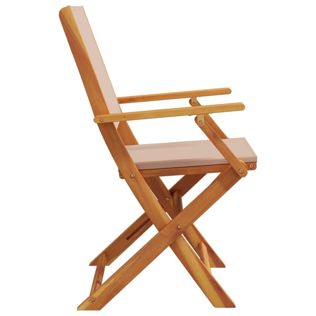 vidaXL Folding Chairs 4 pcs Taupe Fabric and Solid Wood 5