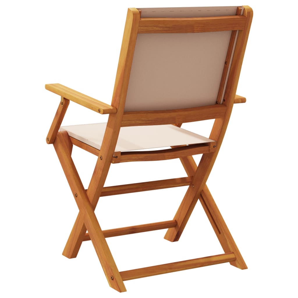 Folding Chairs Fabric and Solid Wood 4 pcs Taupe