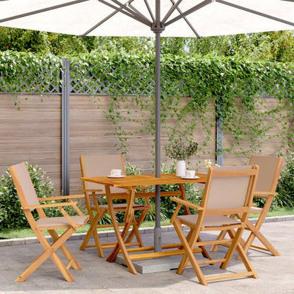 vidaXL Folding Chairs 4 pcs Taupe Fabric and Solid Wood 1