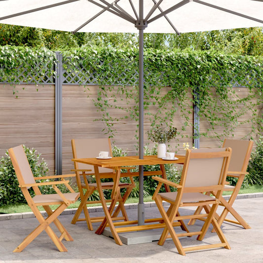 Folding Chairs Fabric and Solid Wood 4 pcs Taupe