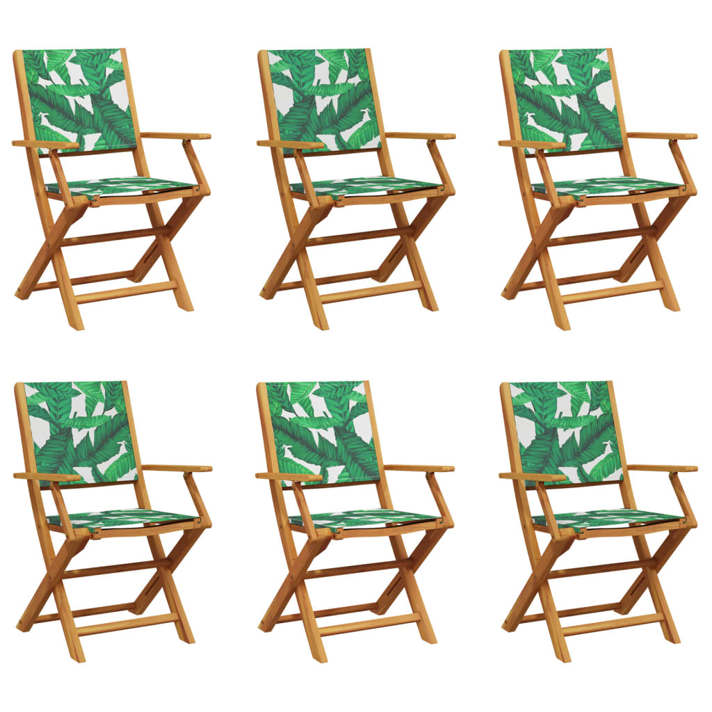 vidaXL Folding Chairs 6 pcs Green Fabric and Solid Wood 2