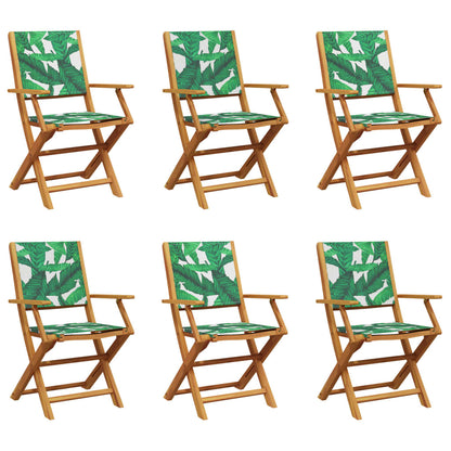 vidaXL Folding Chairs 6 pcs Green Fabric and Solid Wood 2