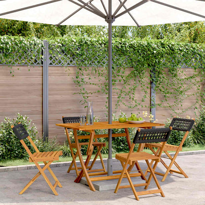 Folding Chairs Poly Rattan and Solid Wood Black 4