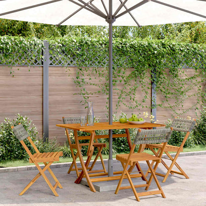 Folding Chairs Poly Rattan and Solid Wood Grey 4