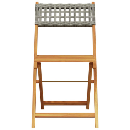 vidaXL Folding Chairs 8 pcs Grey Poly Rattan and Solid Wood 4