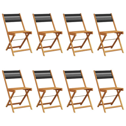vidaXL Folding Chairs 8 pcs Black Solid Wood Acacia 2