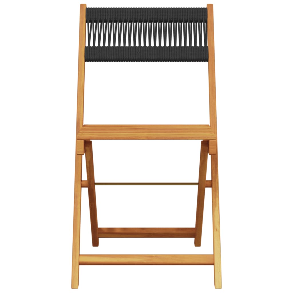 vidaXL Folding Chairs 8 pcs Black Solid Wood Acacia 4