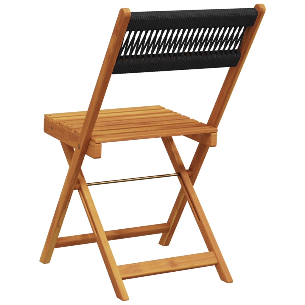 vidaXL Folding Chairs 8 pcs Black Solid Wood Acacia 5