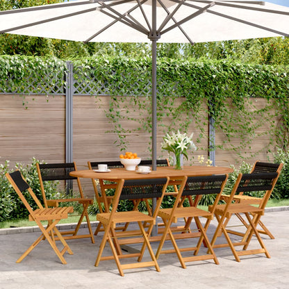 vidaXL Folding Chairs 8 pcs Black Solid Wood Acacia 1