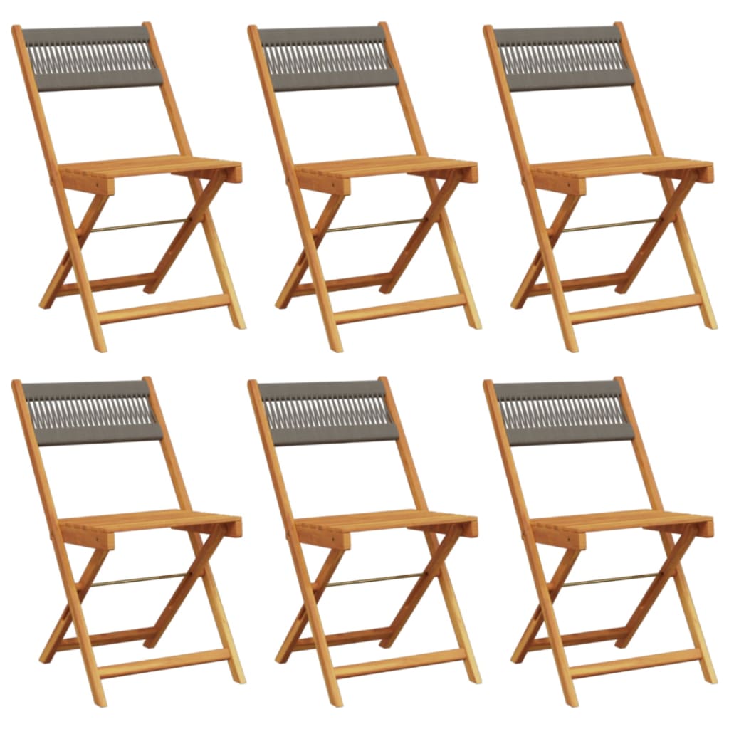 vidaXL Folding Chairs 6 pcs Grey Solid Wood Acacia 2