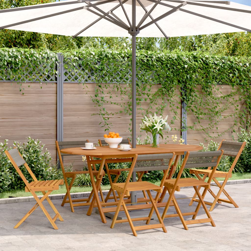 vidaXL Folding Chairs 6 pcs Grey Solid Wood Acacia 1
