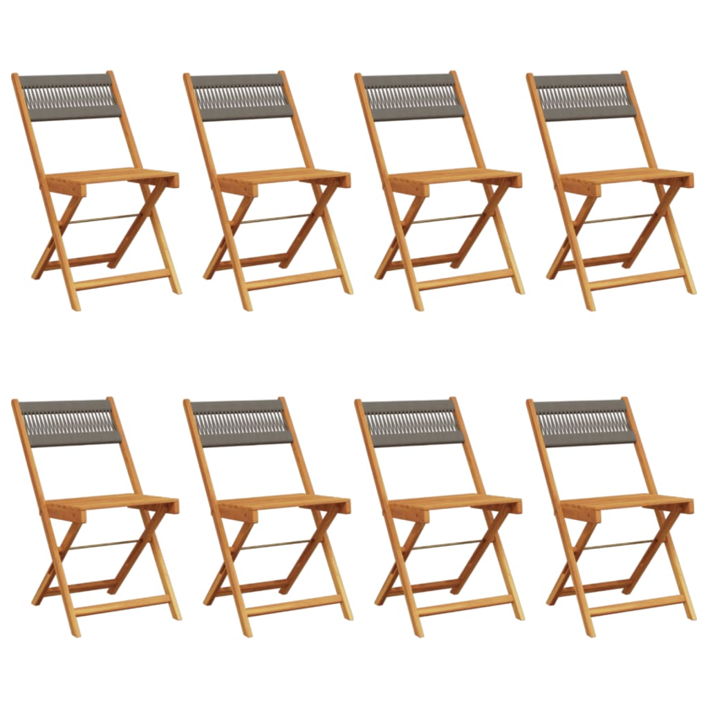 vidaXL Folding Chairs 8 pcs Grey Solid Wood Acacia 2