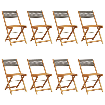 vidaXL Folding Chairs 8 pcs Grey Solid Wood Acacia 2