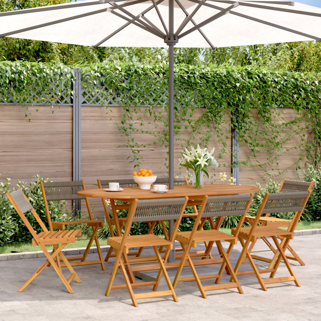 vidaXL Folding Chairs 8 pcs Grey Solid Wood Acacia 1
