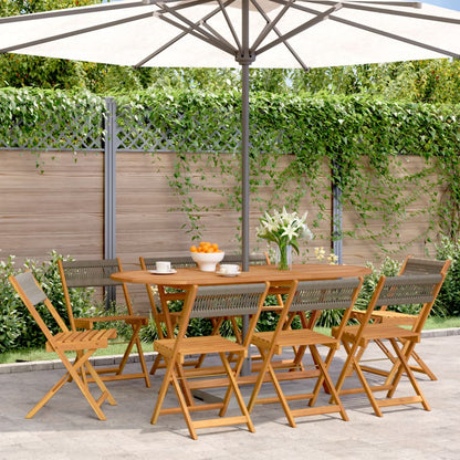 vidaXL Folding Chairs 8 pcs Grey Solid Wood Acacia 1