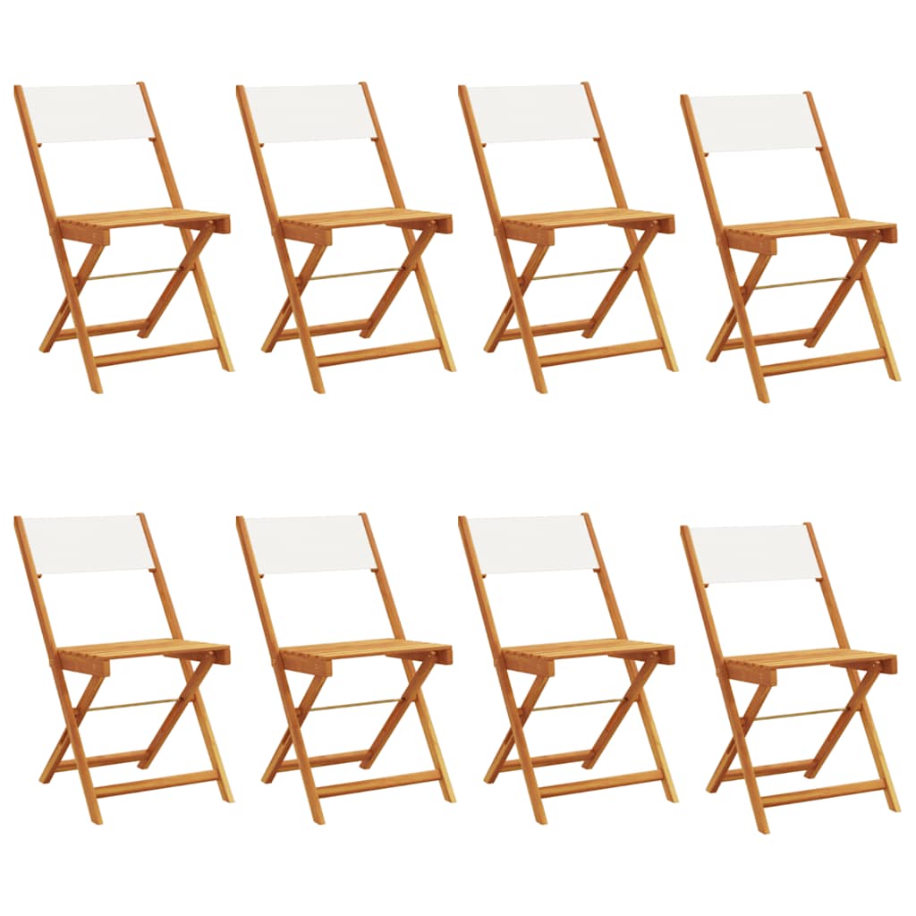 vidaXL Folding Chairs 8 pcs Cream White Fabric and Solid Wood 2