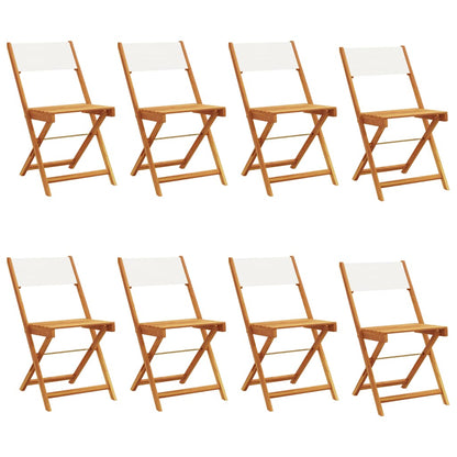 vidaXL Folding Chairs 8 pcs Cream White Fabric and Solid Wood 2