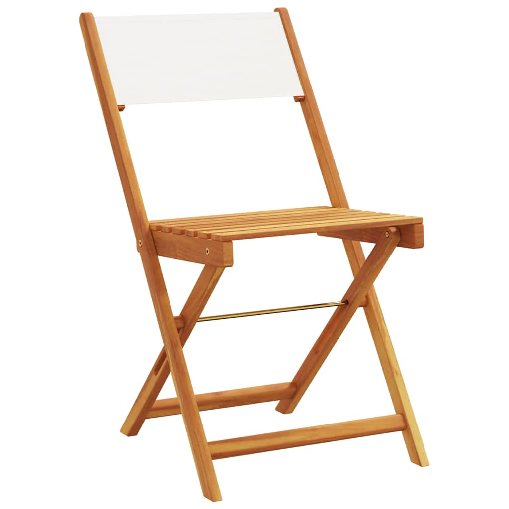 vidaXL Folding Chairs 8 pcs Cream White Fabric and Solid Wood 3