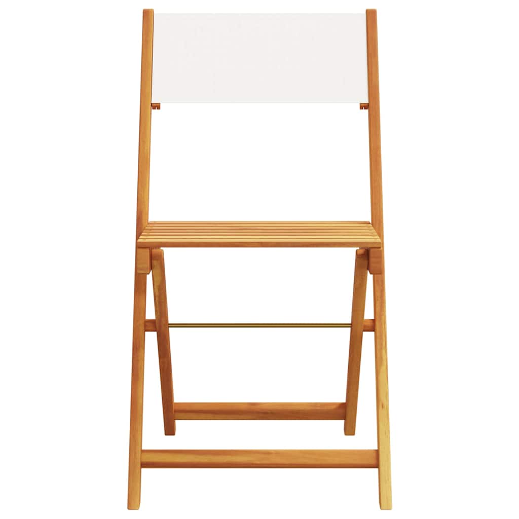 vidaXL Folding Chairs 8 pcs Cream White Fabric and Solid Wood 4