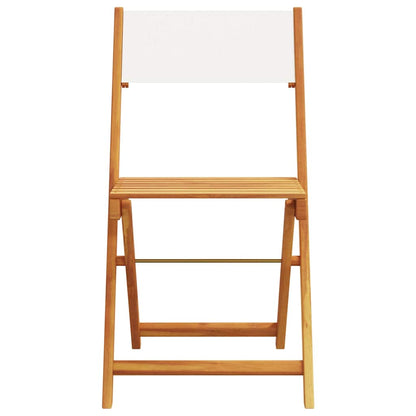 vidaXL Folding Chairs 8 pcs Cream White Fabric and Solid Wood 4