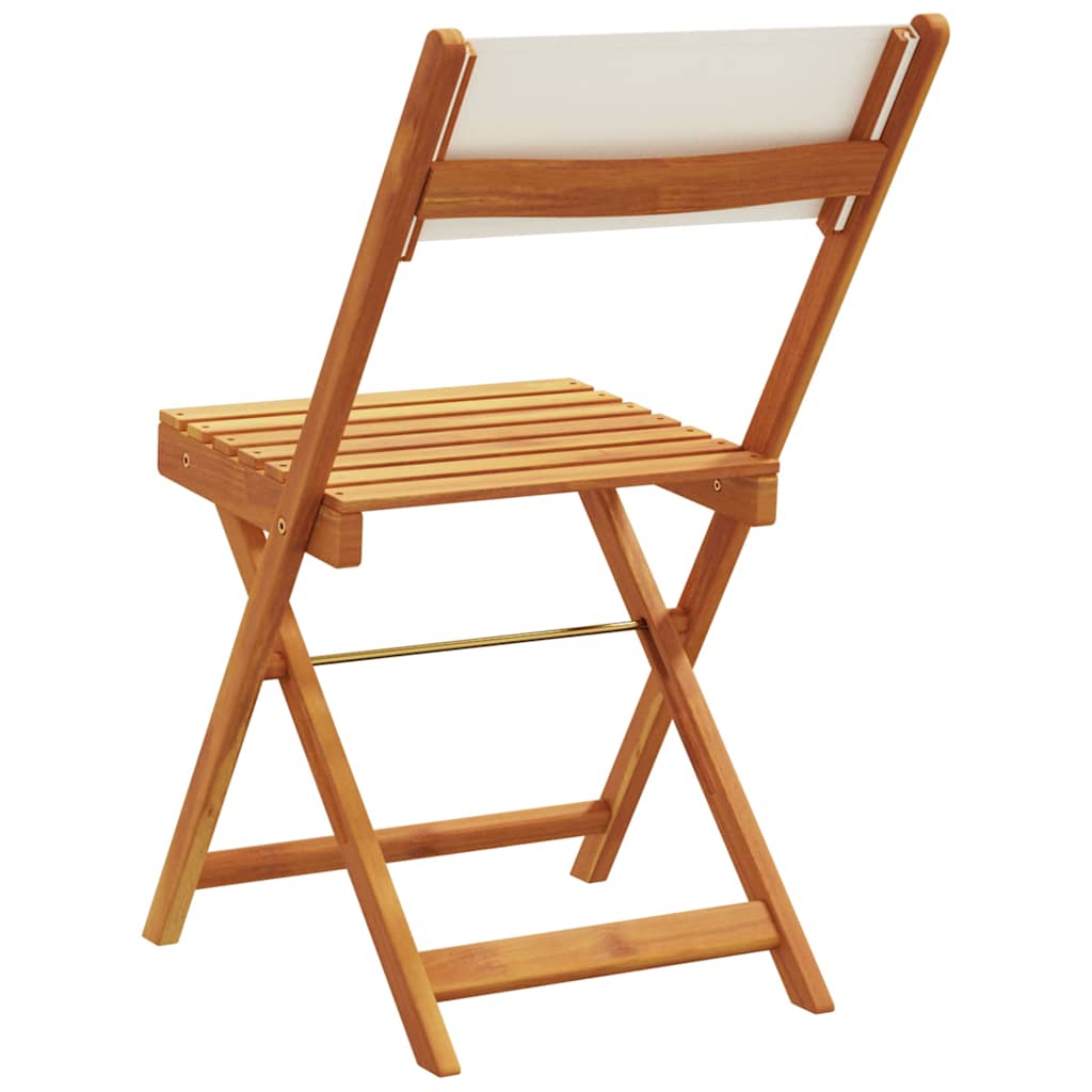vidaXL Folding Chairs 8 pcs Cream White Fabric and Solid Wood 6