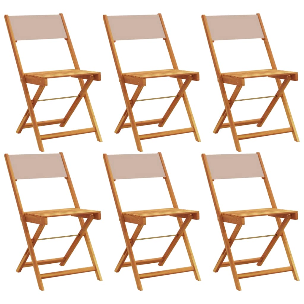 vidaXL Folding Chairs 6 pcs Taupe Fabric and Solid Wood 2