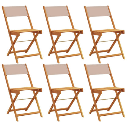 vidaXL Folding Chairs 6 pcs Taupe Fabric and Solid Wood 2