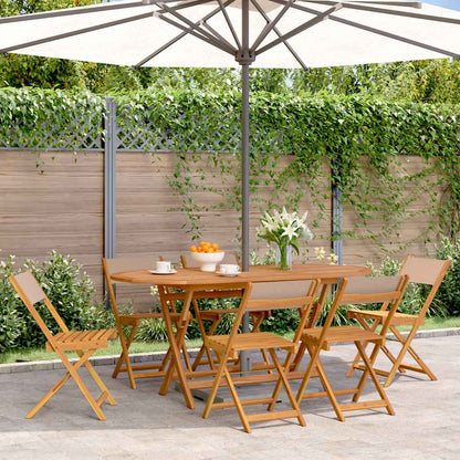 vidaXL Folding Chairs 6 pcs Taupe Fabric and Solid Wood 1