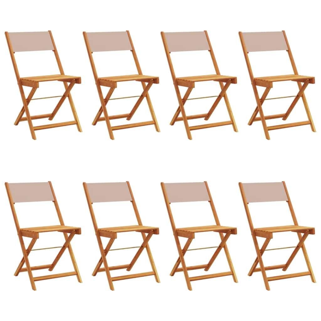 vidaXL Folding Chairs 8 pcs Taupe Fabric and Solid Wood 2