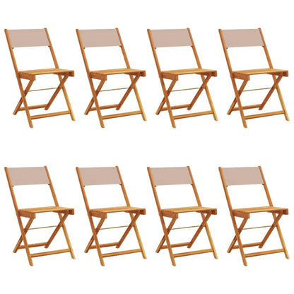 vidaXL Folding Chairs 8 pcs Taupe Fabric and Solid Wood 2