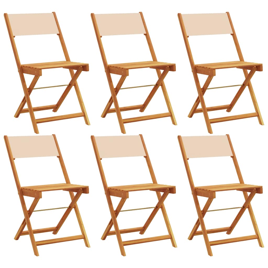 vidaXL Folding Chairs 6 pcs Beige Fabric and Solid Wood 2