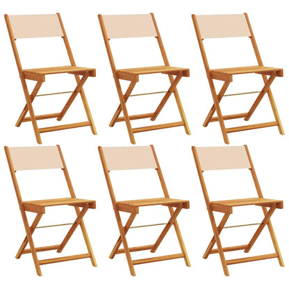 vidaXL Folding Chairs 6 pcs Beige Fabric and Solid Wood 2