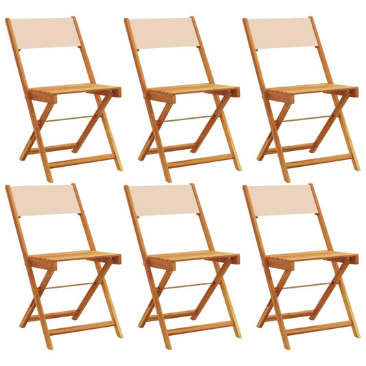 Folding Chairs Fabric and Solid Wood 6 Beige