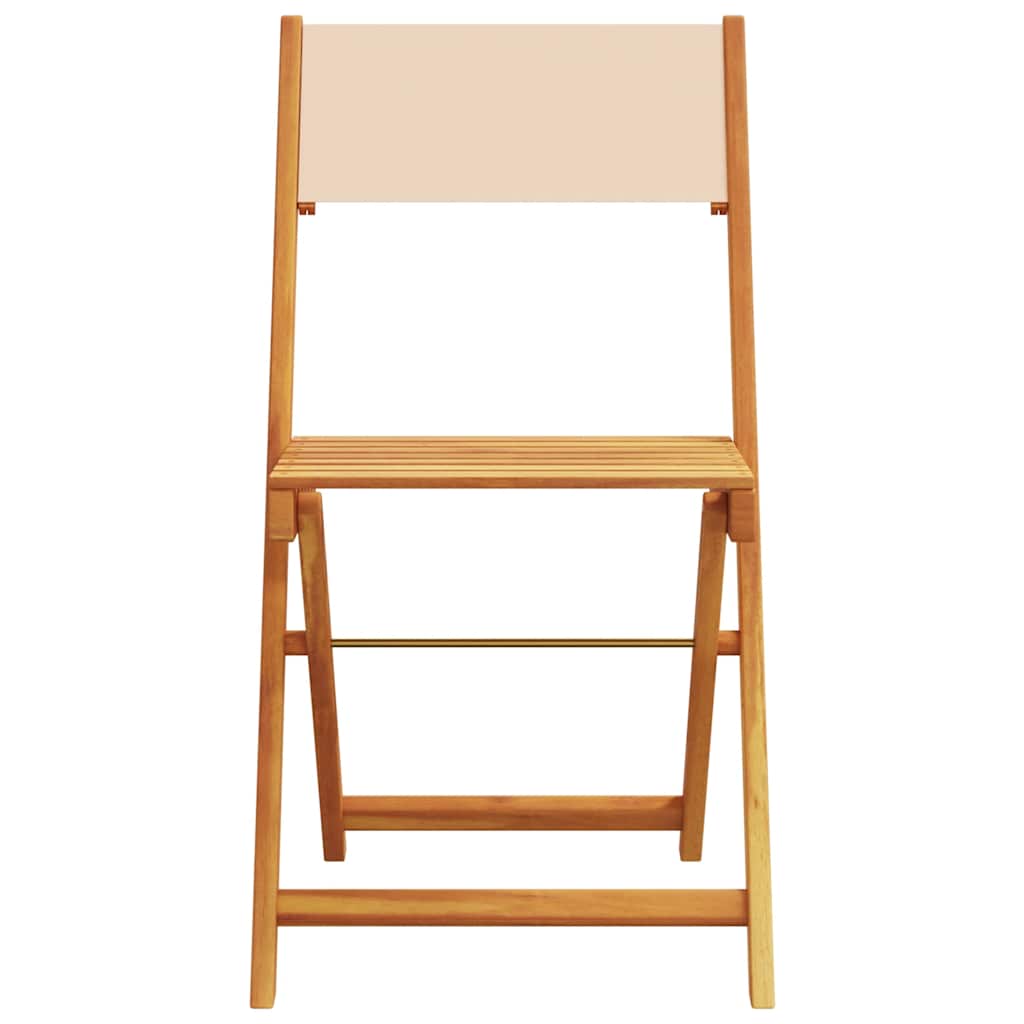 vidaXL Folding Chairs 6 pcs Beige Fabric and Solid Wood 4