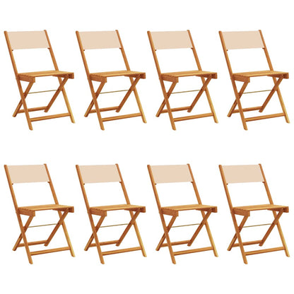 vidaXL Folding Chairs 8 pcs Beige Fabric and Solid Wood 2
