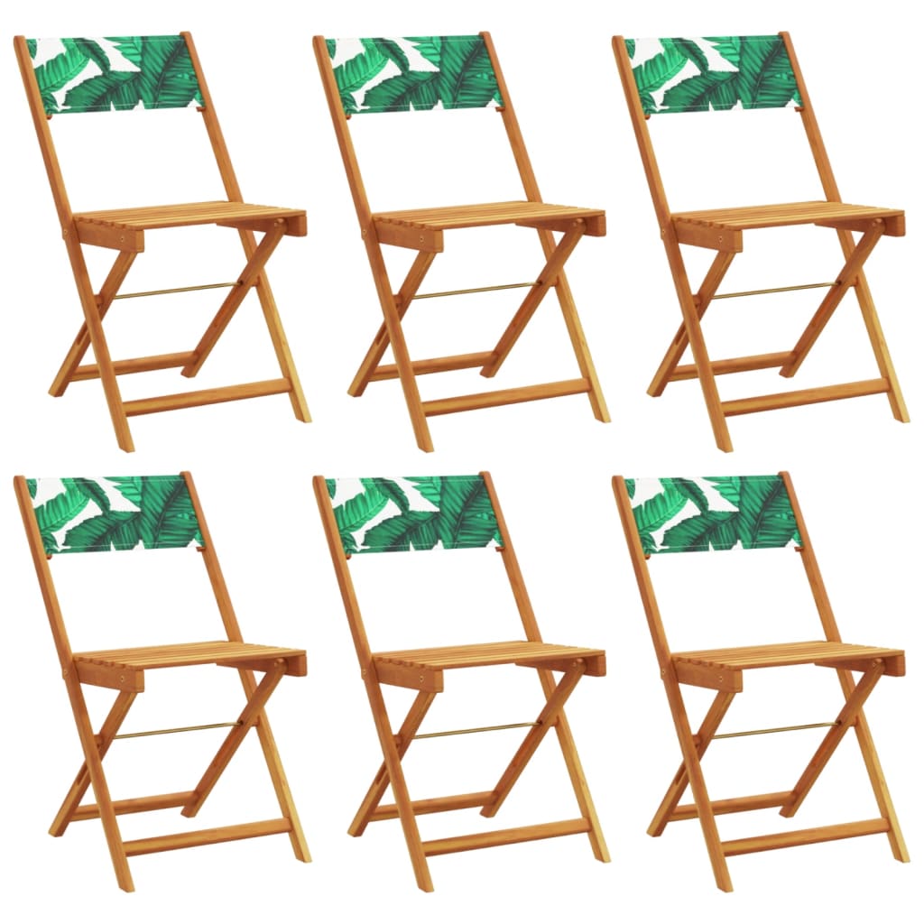 vidaXL Folding Chairs 6 pcs Green Fabric and Solid Wood 2