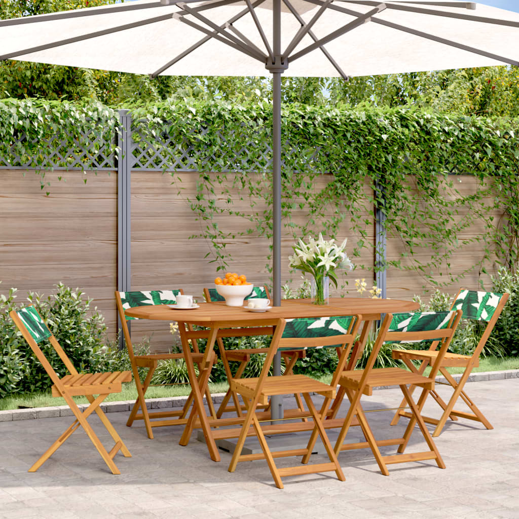 vidaXL Folding Chairs 6 pcs Green Fabric and Solid Wood 1